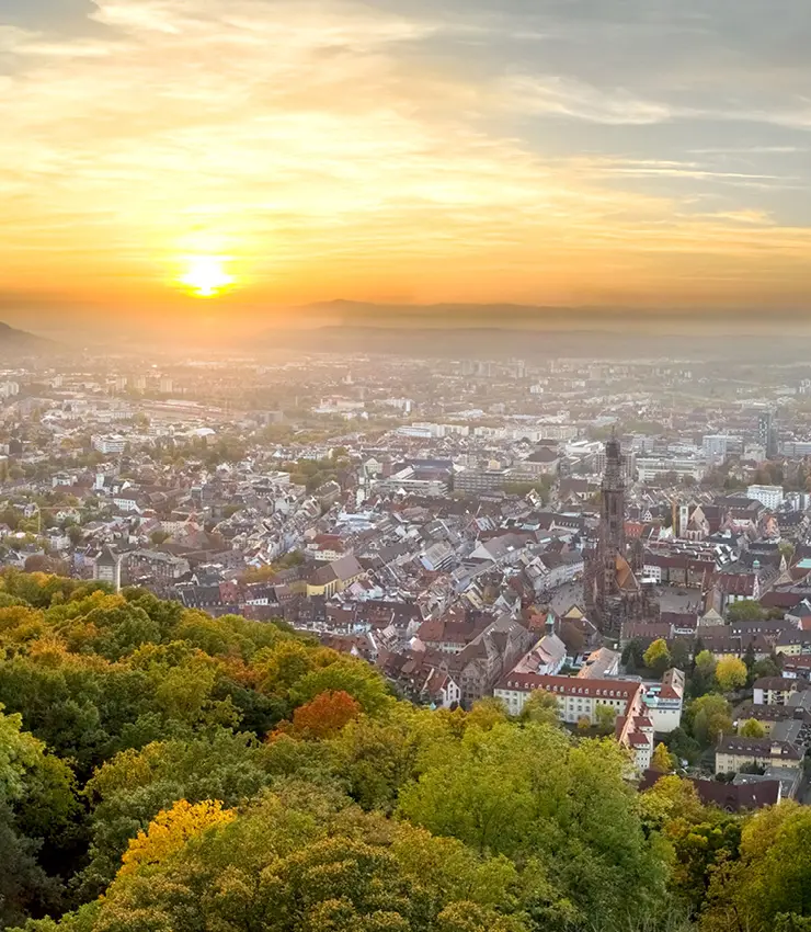 Aussicht vom Schlossberg auf die Freiburger Innenstadt